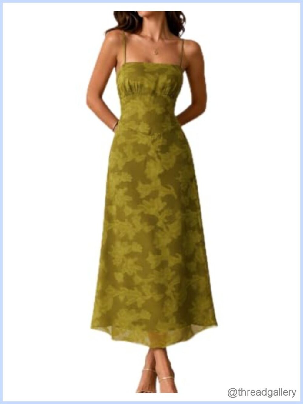 Spaghetti Strap Maxi A-Line Formal Tie Back Layered Dress